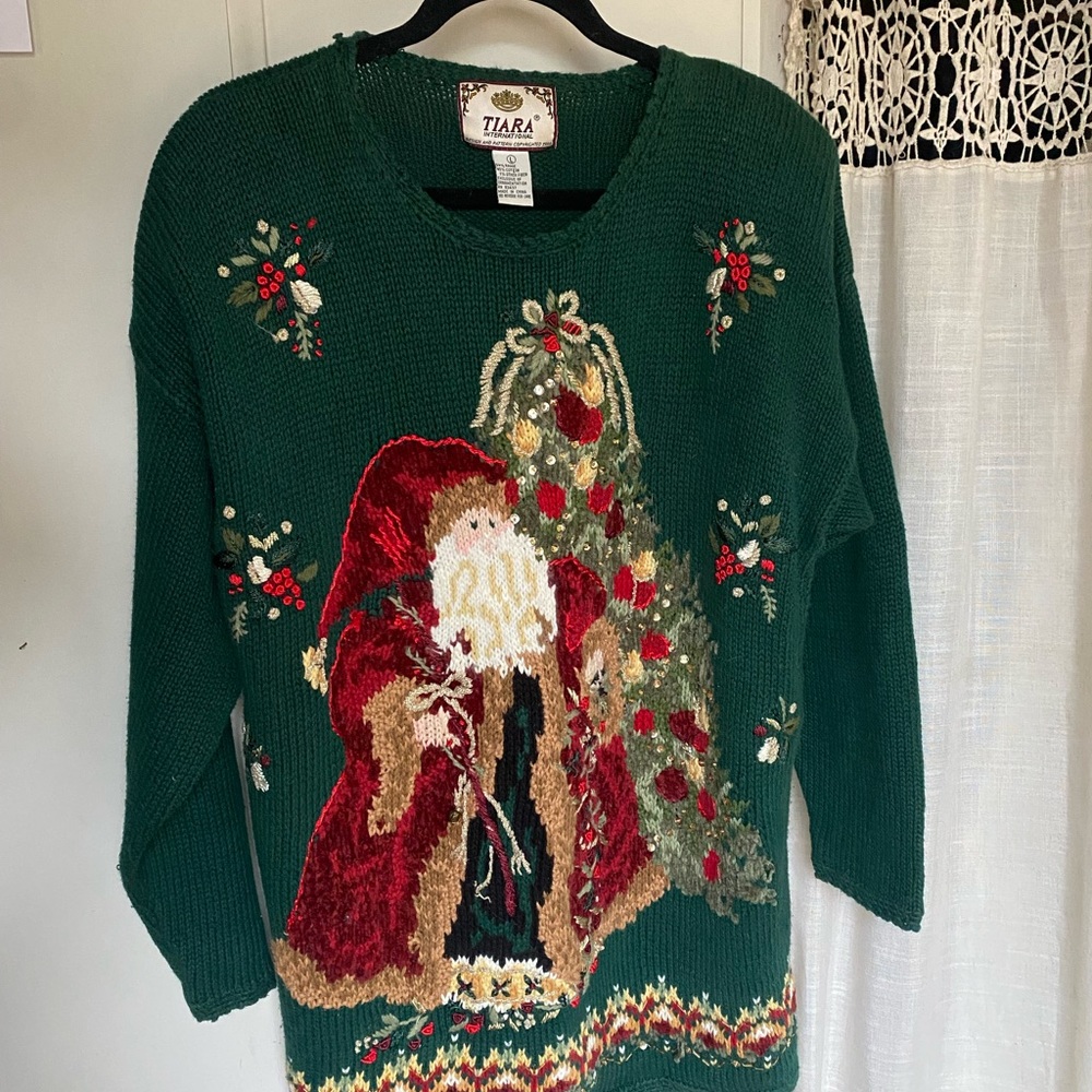 Tiara brand ugly Christmas sweater!